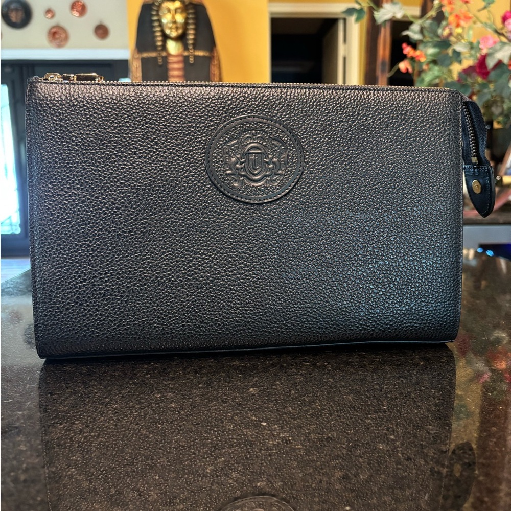 Black Leather Men's Clutch by A. Testoni